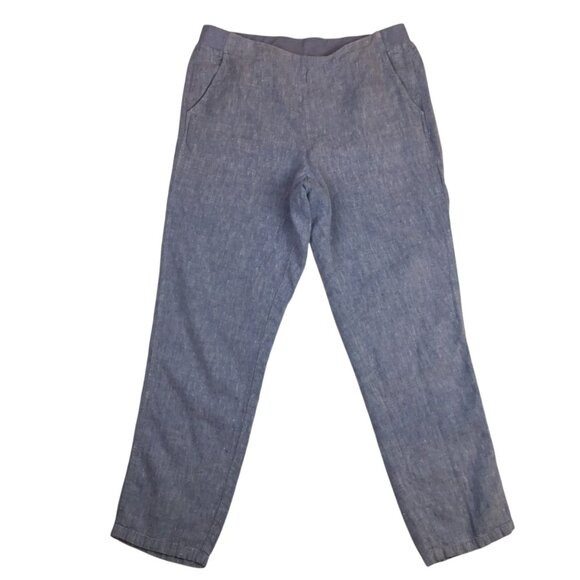 J. Jill Love Linen Womens Small Pants Blue Made In India - Picture 3 of 11